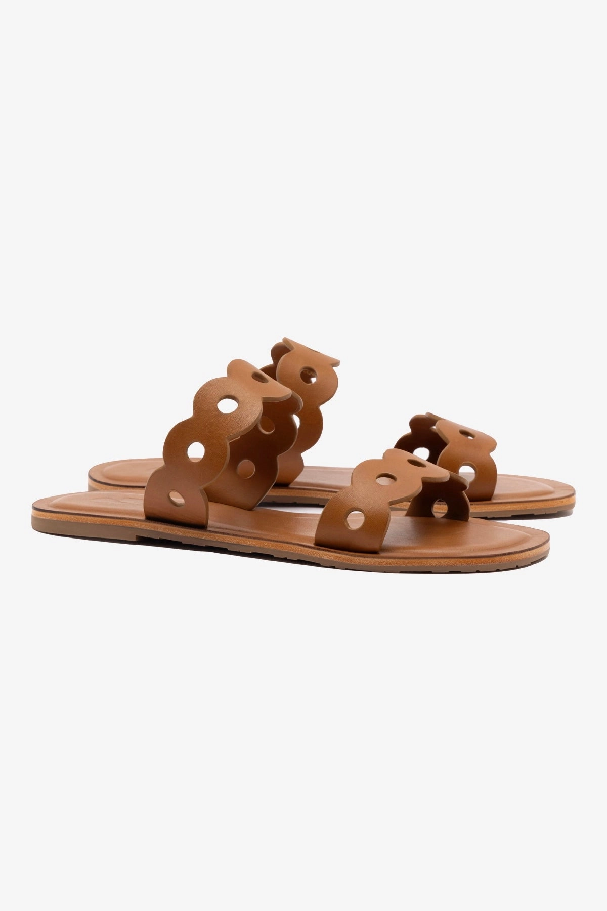 Florence Flat Mule In Light Caramel Leather