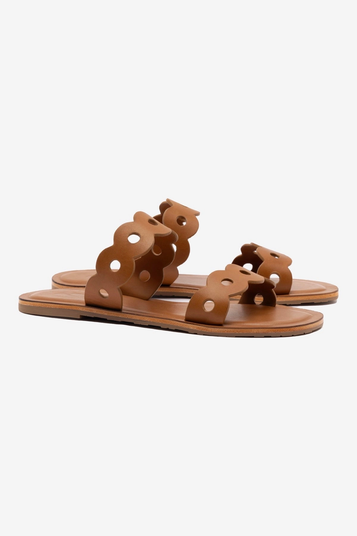 Florence Flat Mule In Light Caramel Leather