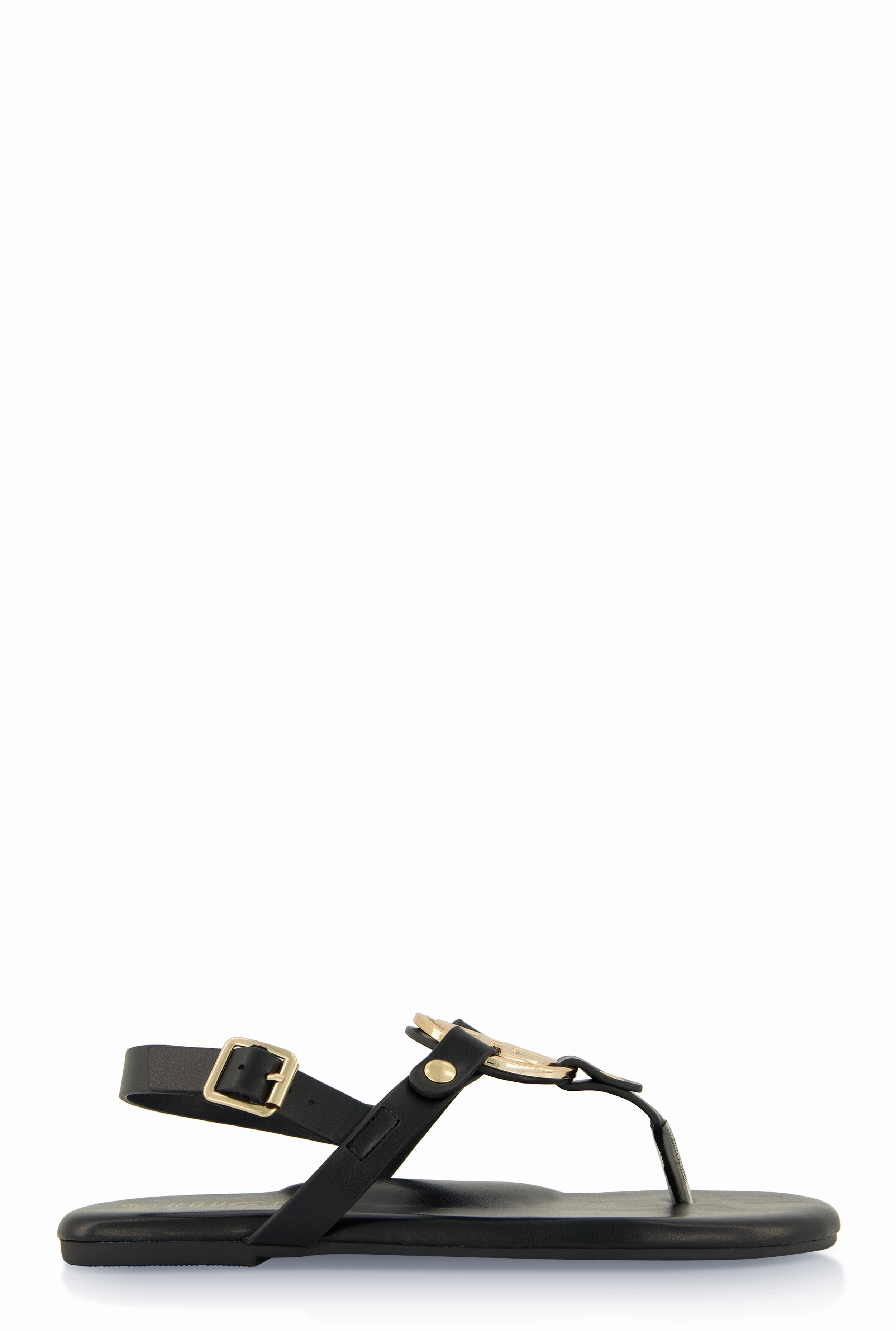 Geometric Pendant Ankle Strap Thong Sandals