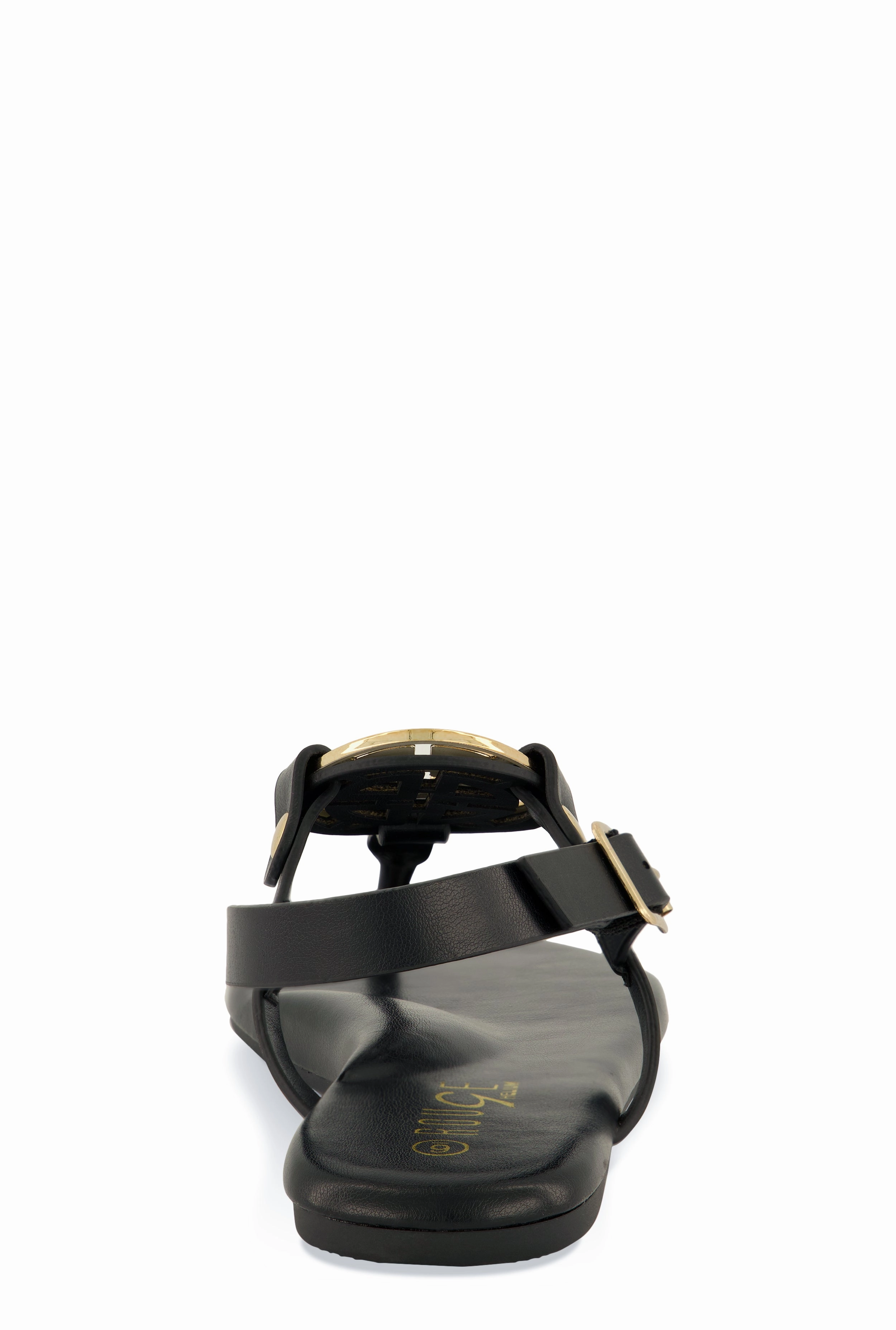 Geometric Pendant Ankle Strap Thong Sandals