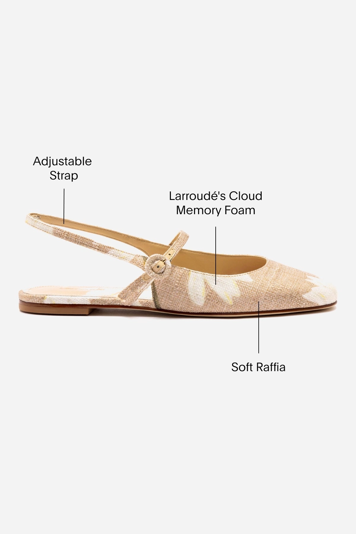 Georgina Ballet Flat In Beige Printed Raffia