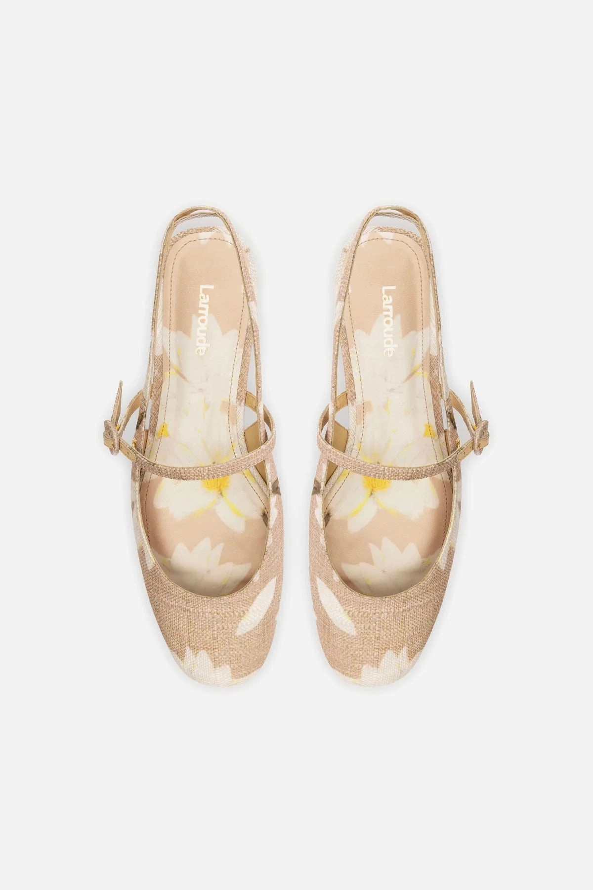 Georgina Ballet Flat In Beige Printed Raffia