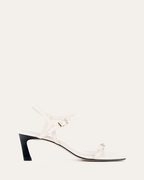 GIANNI MID HEEL SANDALS OFF WHITE LEATHER