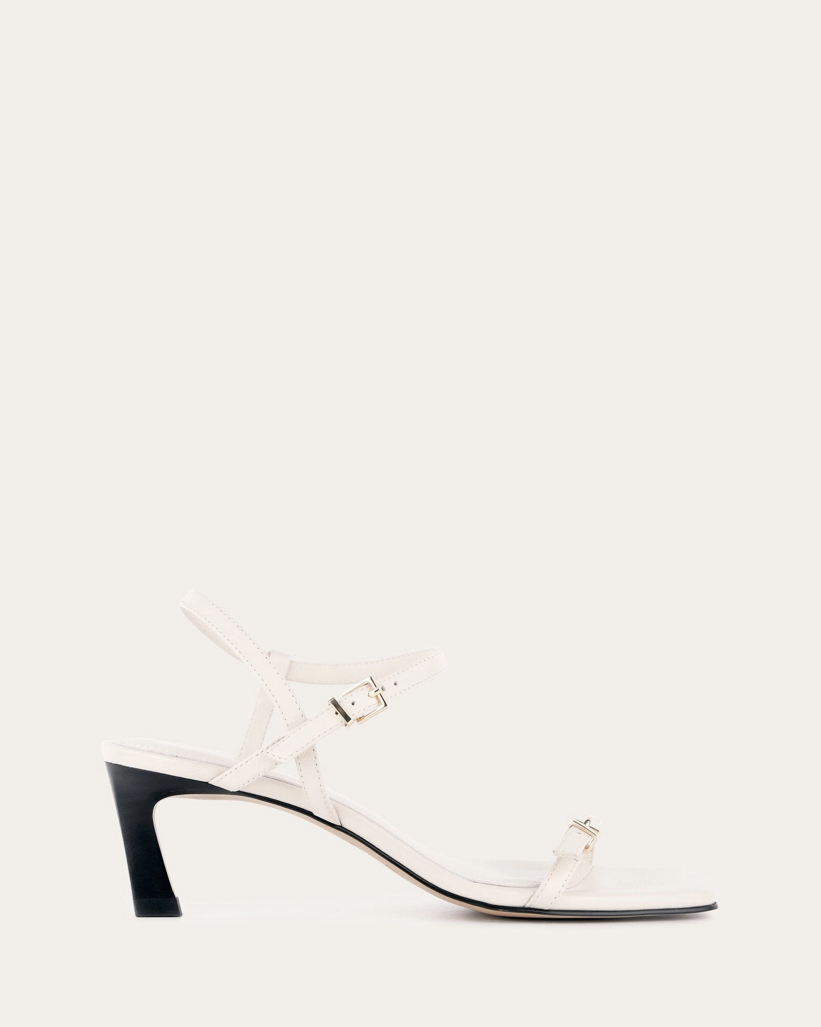 GIANNI MID HEEL SANDALS OFF WHITE LEATHER