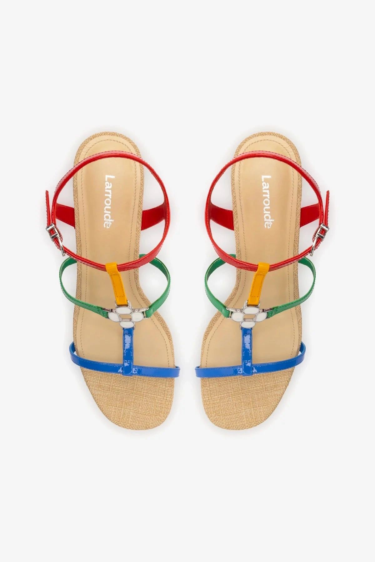 Hana Block In Multicolor Patent Leather and Raffia