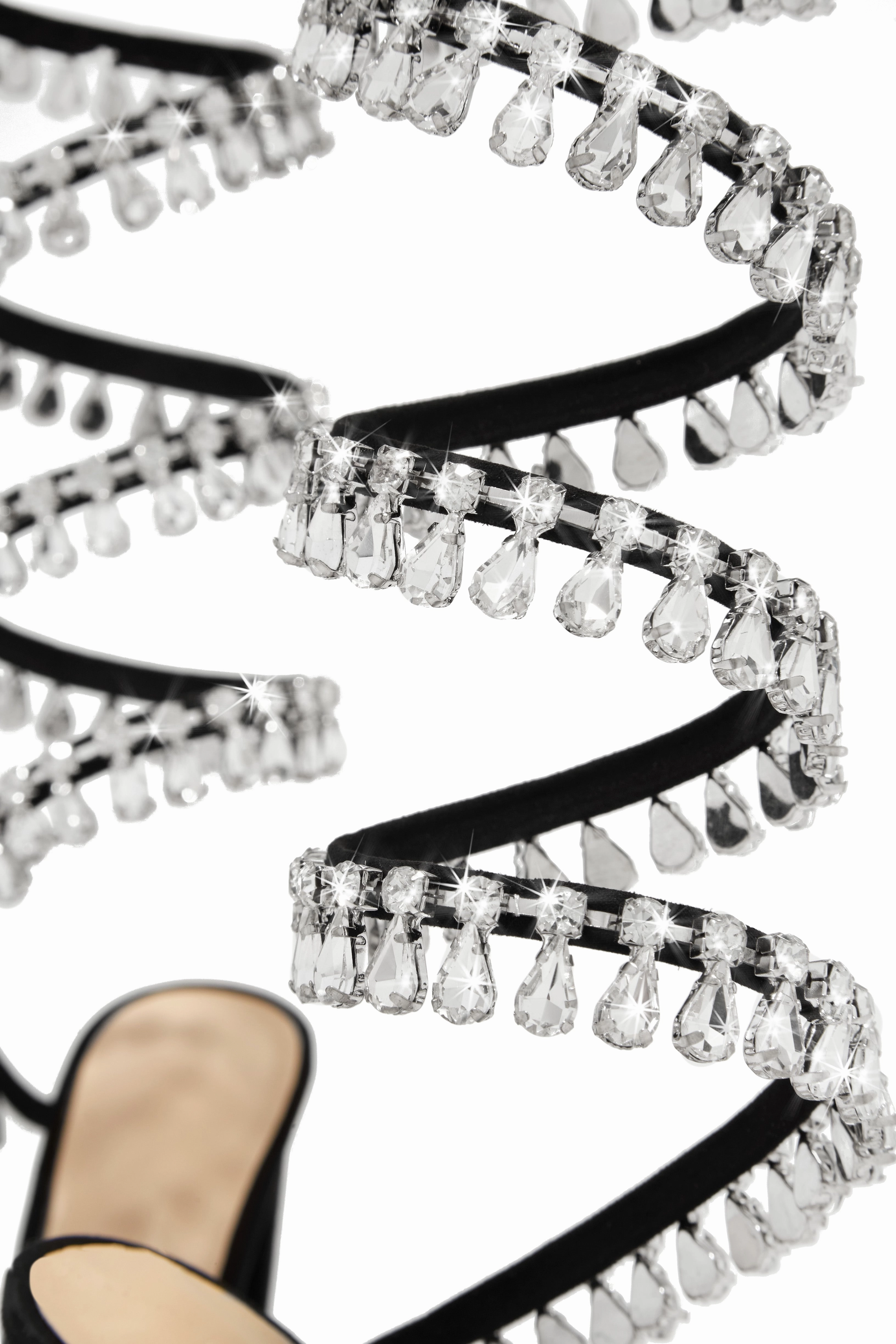 Holiday Party Embellished Around The Ankle Coil Heels - Black