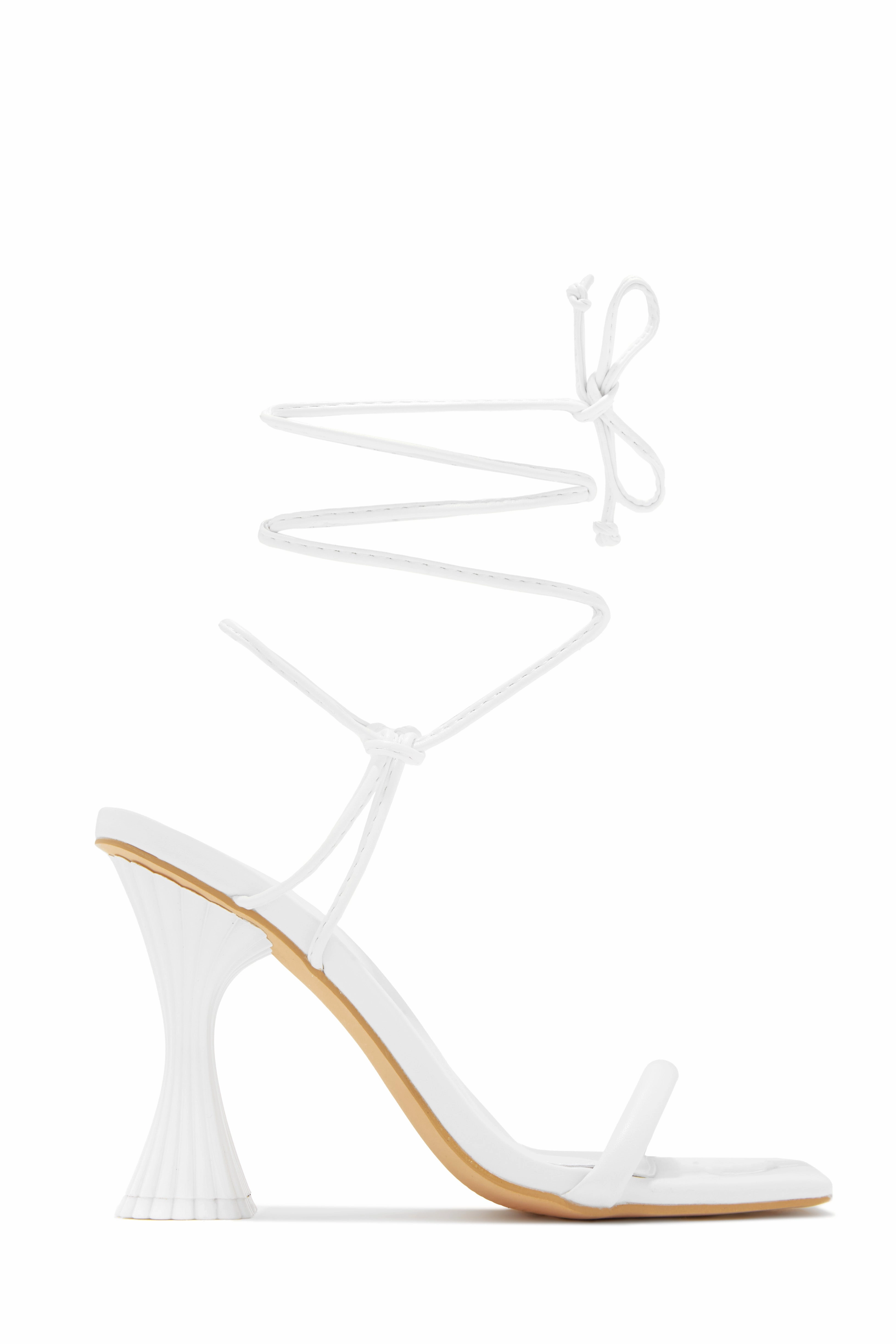 Idalia Lace Up Heels - Nude