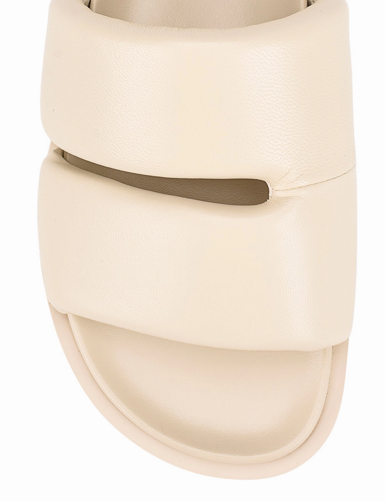 Lacey Footbed Sandals - Beige Leather