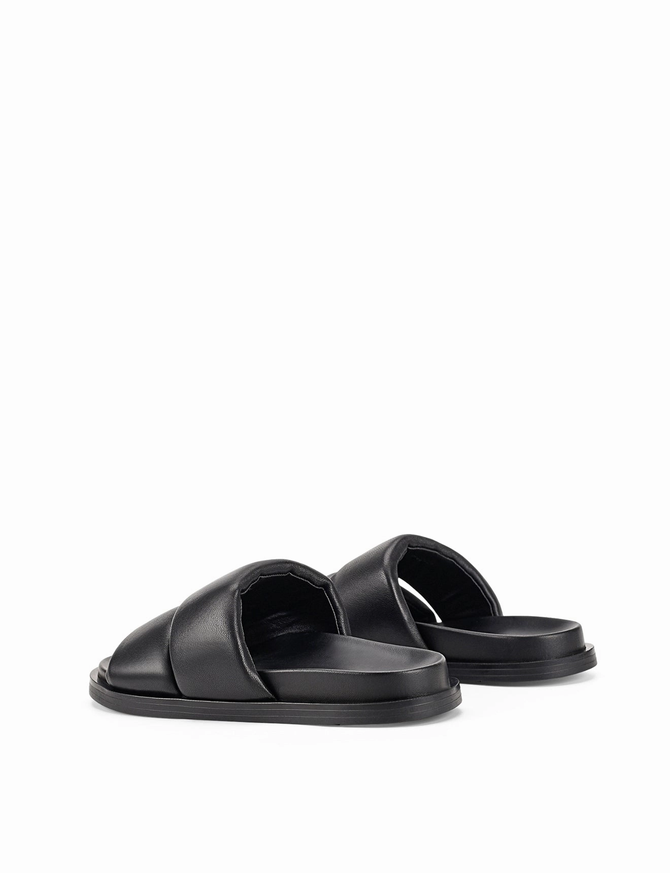 Lacey Footbed Sandals - Black Leather