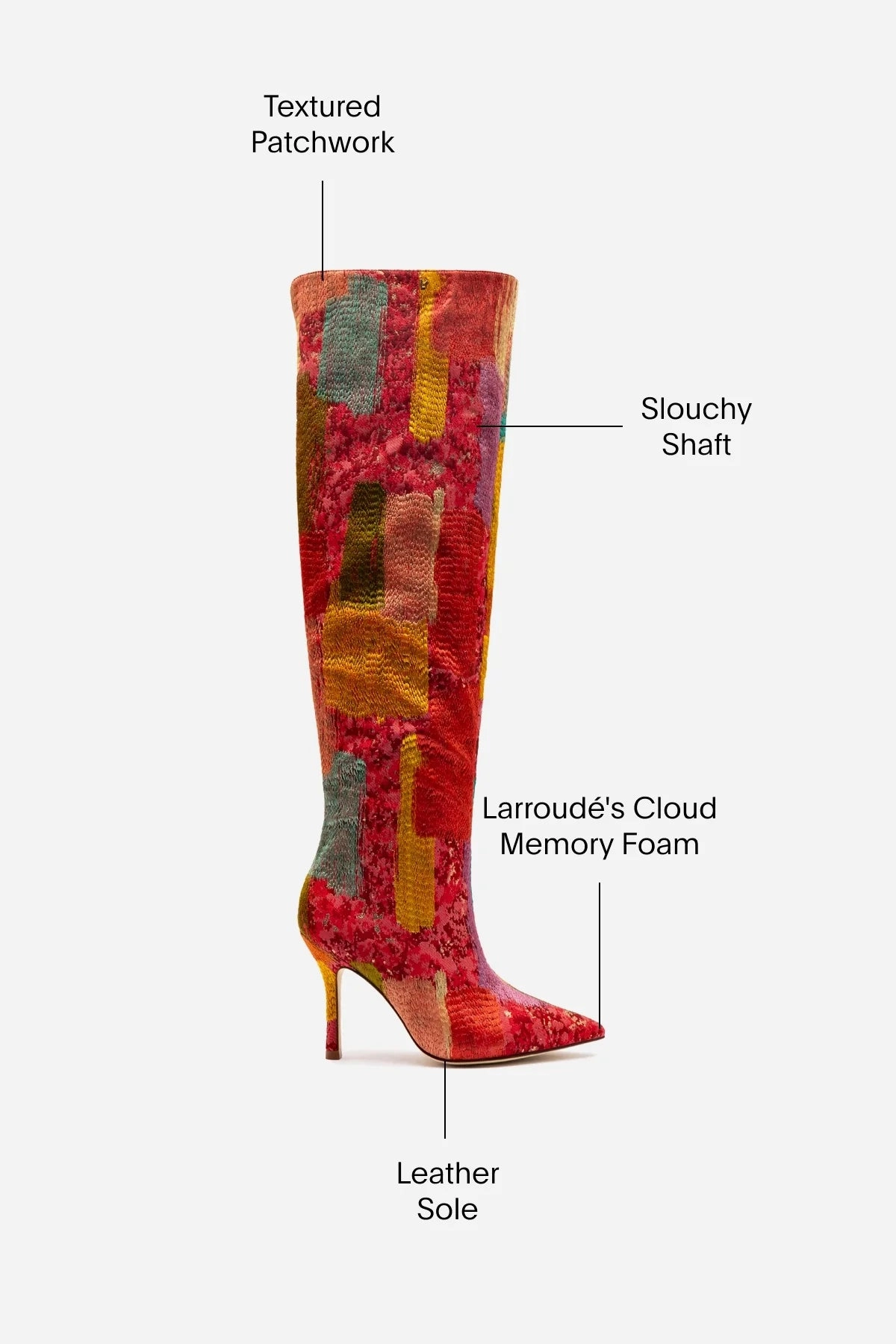 Larroudé x Markarian Boot In Red Patch Work Fabric
