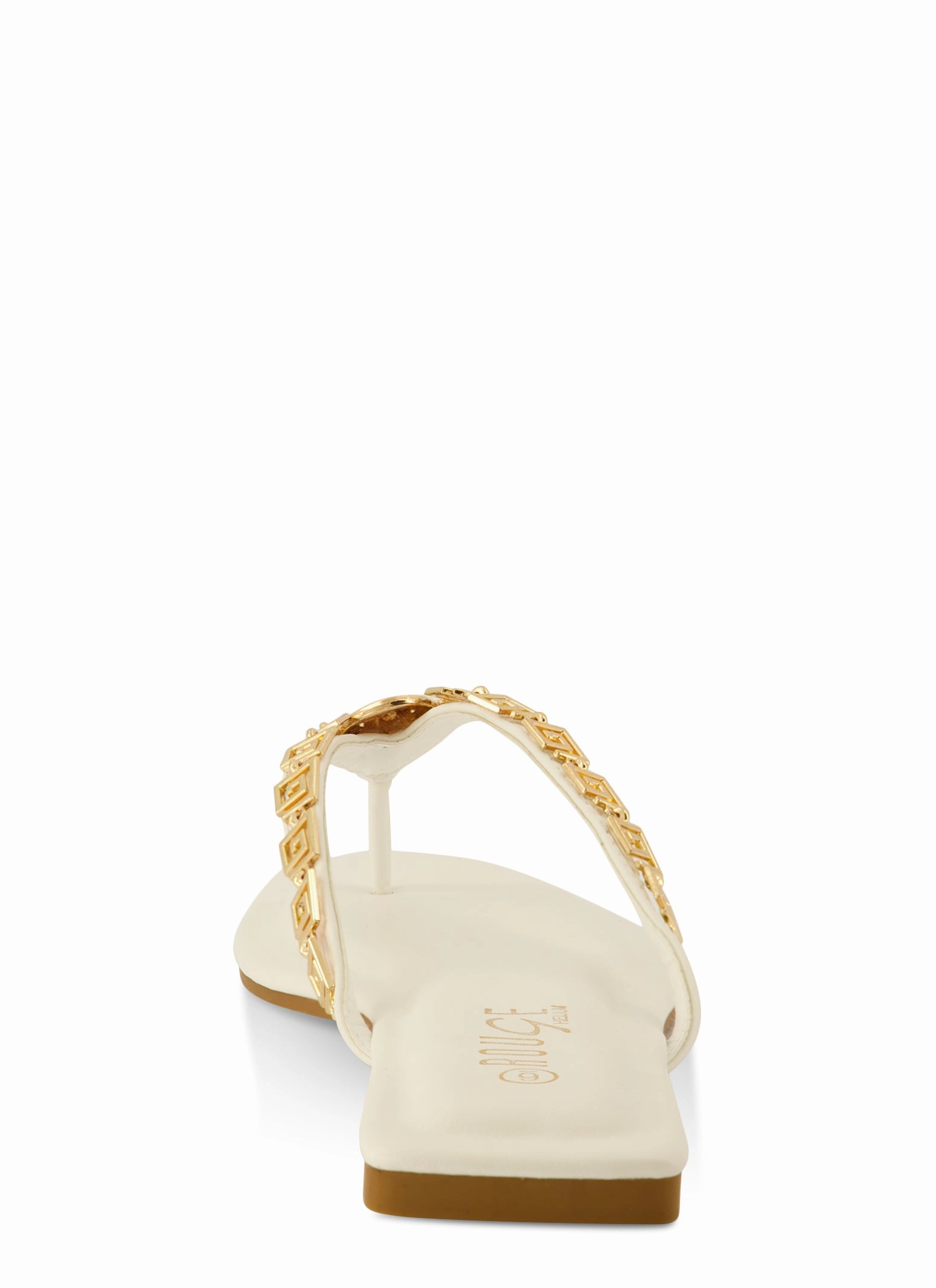 Lion Pendant Greek Key Chain Thong Sandals