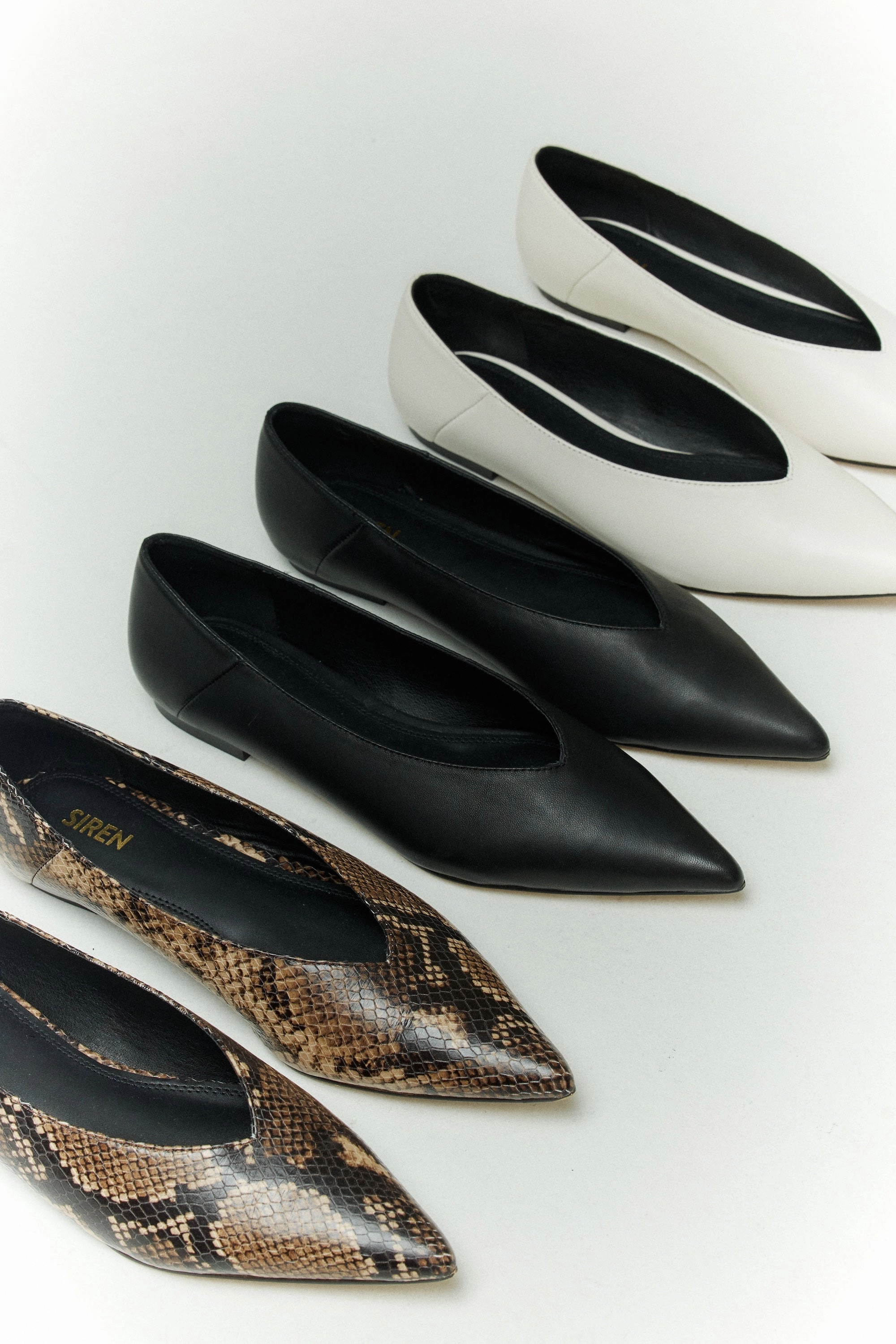 Locke Flat Pumps - Chalk White Leather