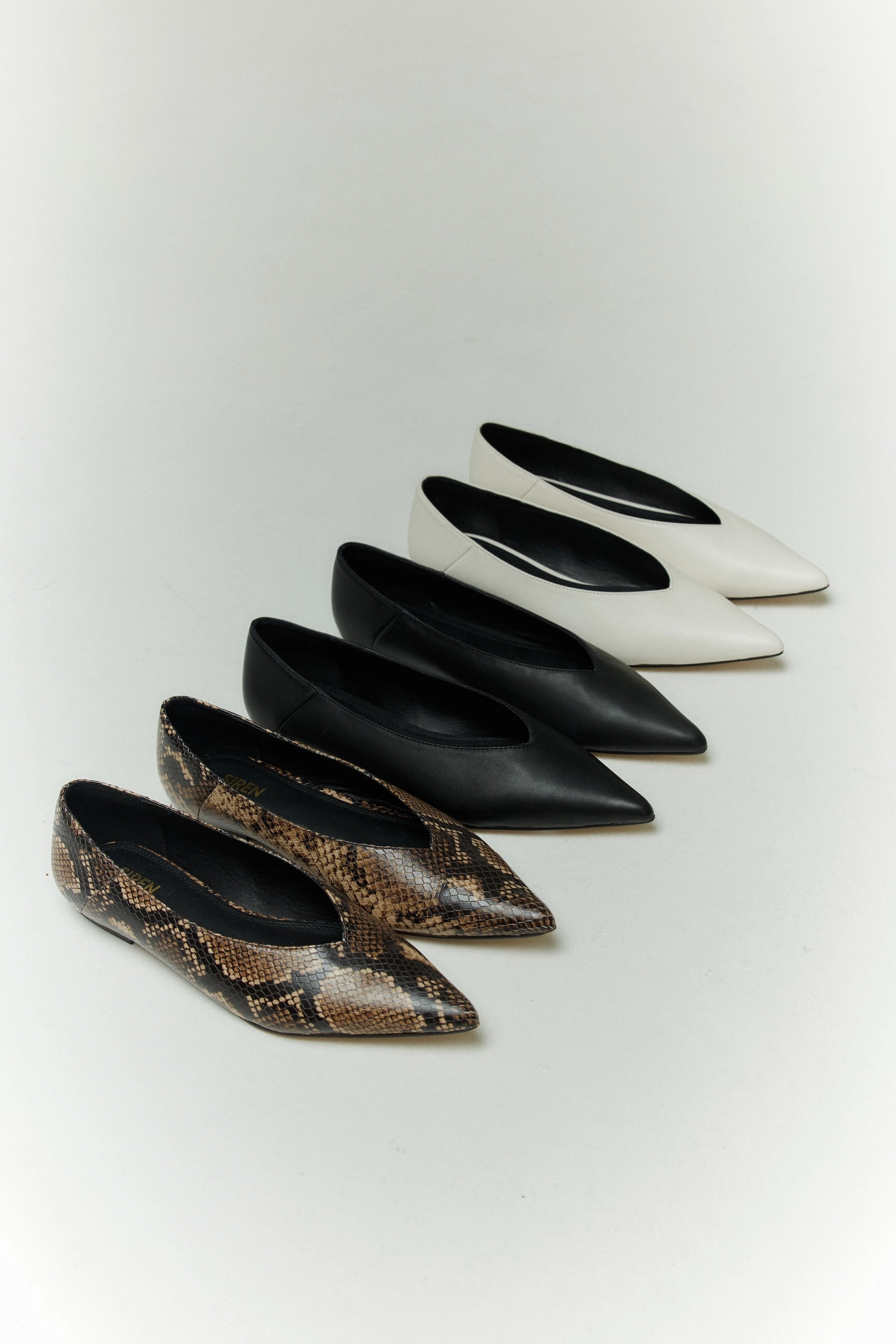 Locke Flat Pumps - Chalk White Leather