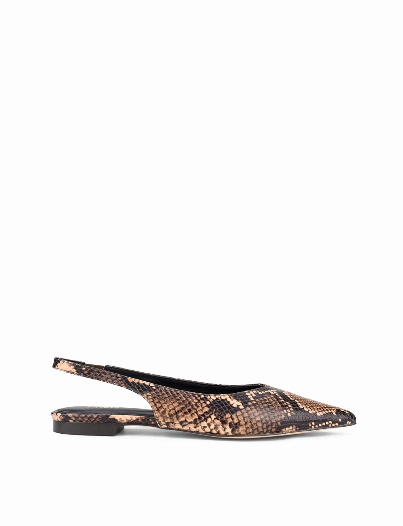 Lorie Slingback Flats - Brown Snake Leather