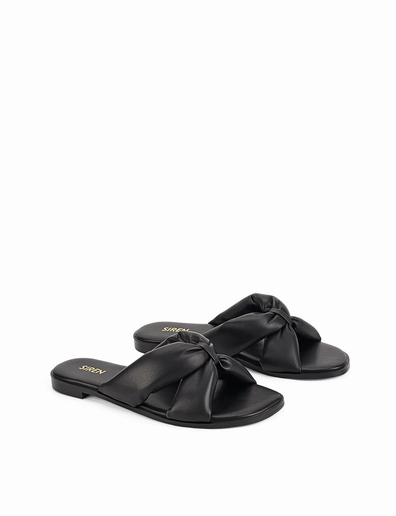 Madeline Flat Slides - Black Leather
