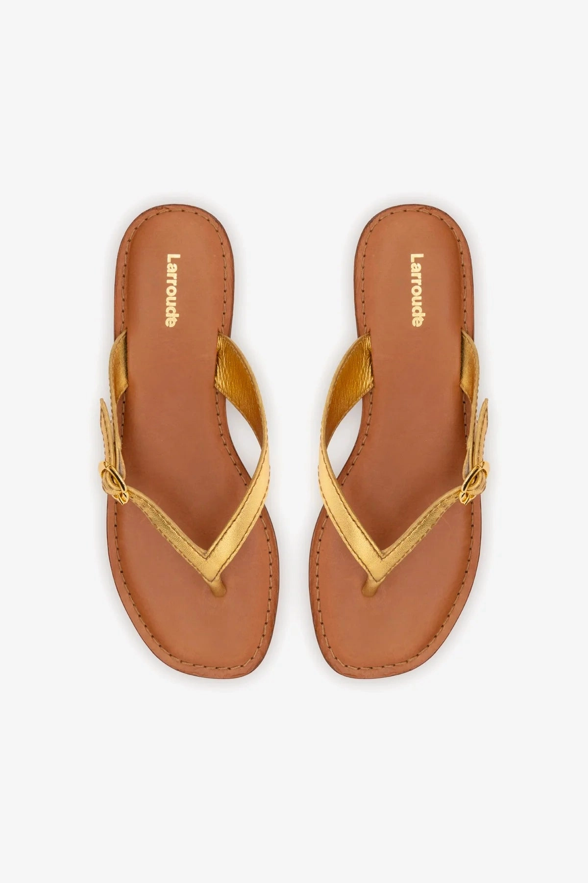 Mary Kate Flat Sandal In Gold Metallic Leather