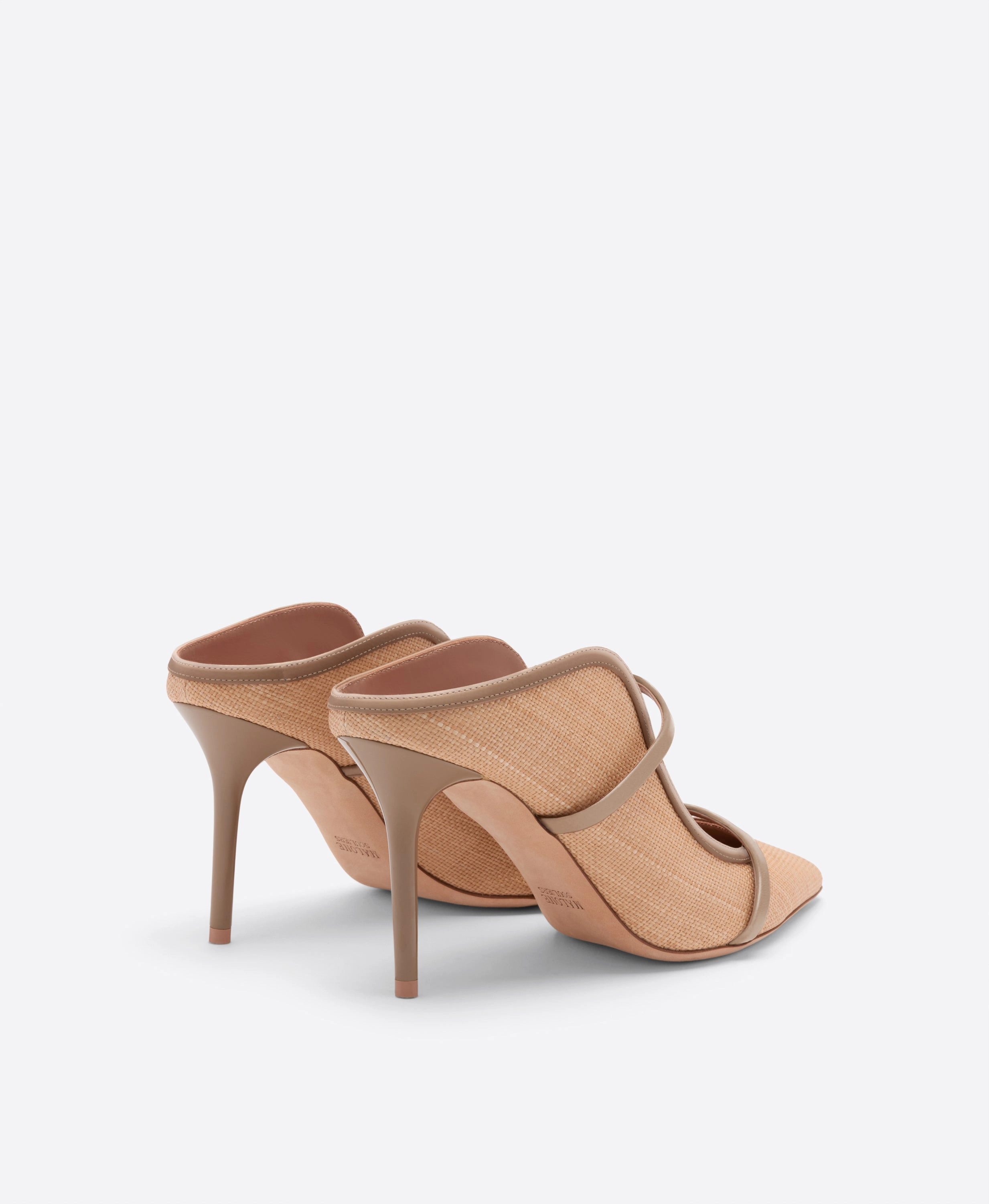 Maureen 85 Beige Raffia Heeled Mules