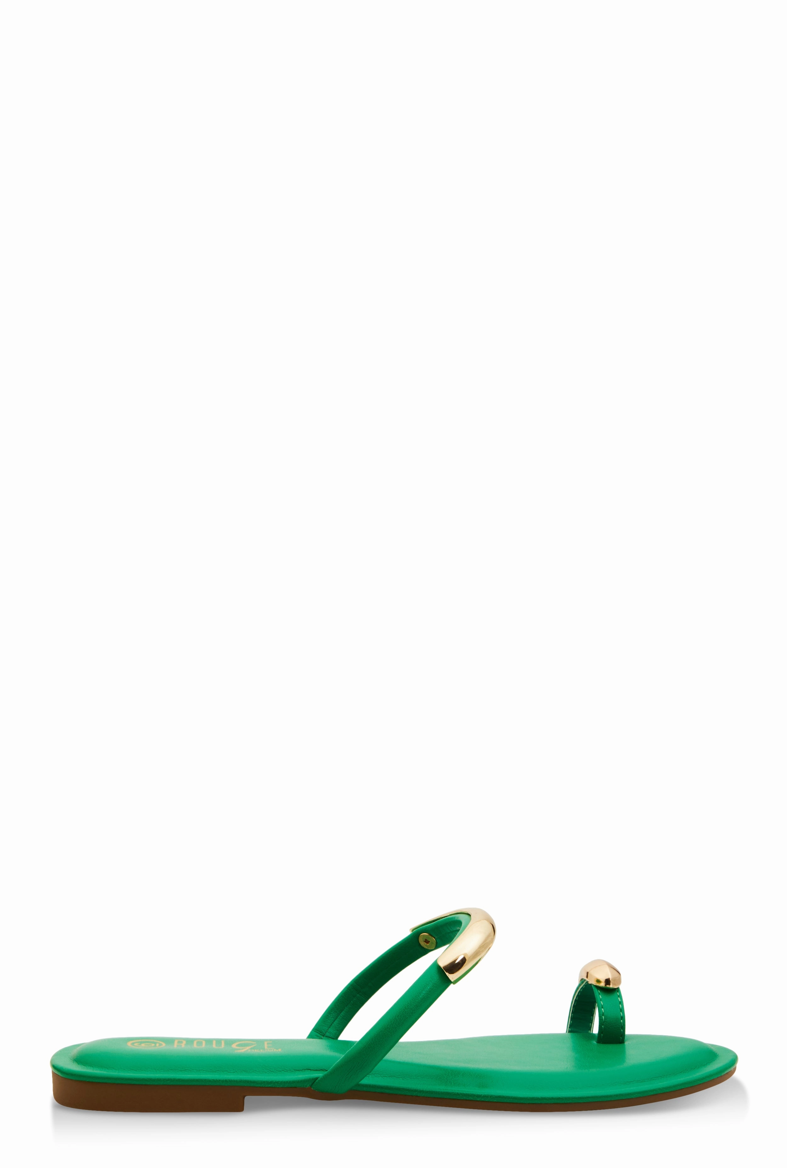 Metallic Detail Toe Loop Slide Sandals