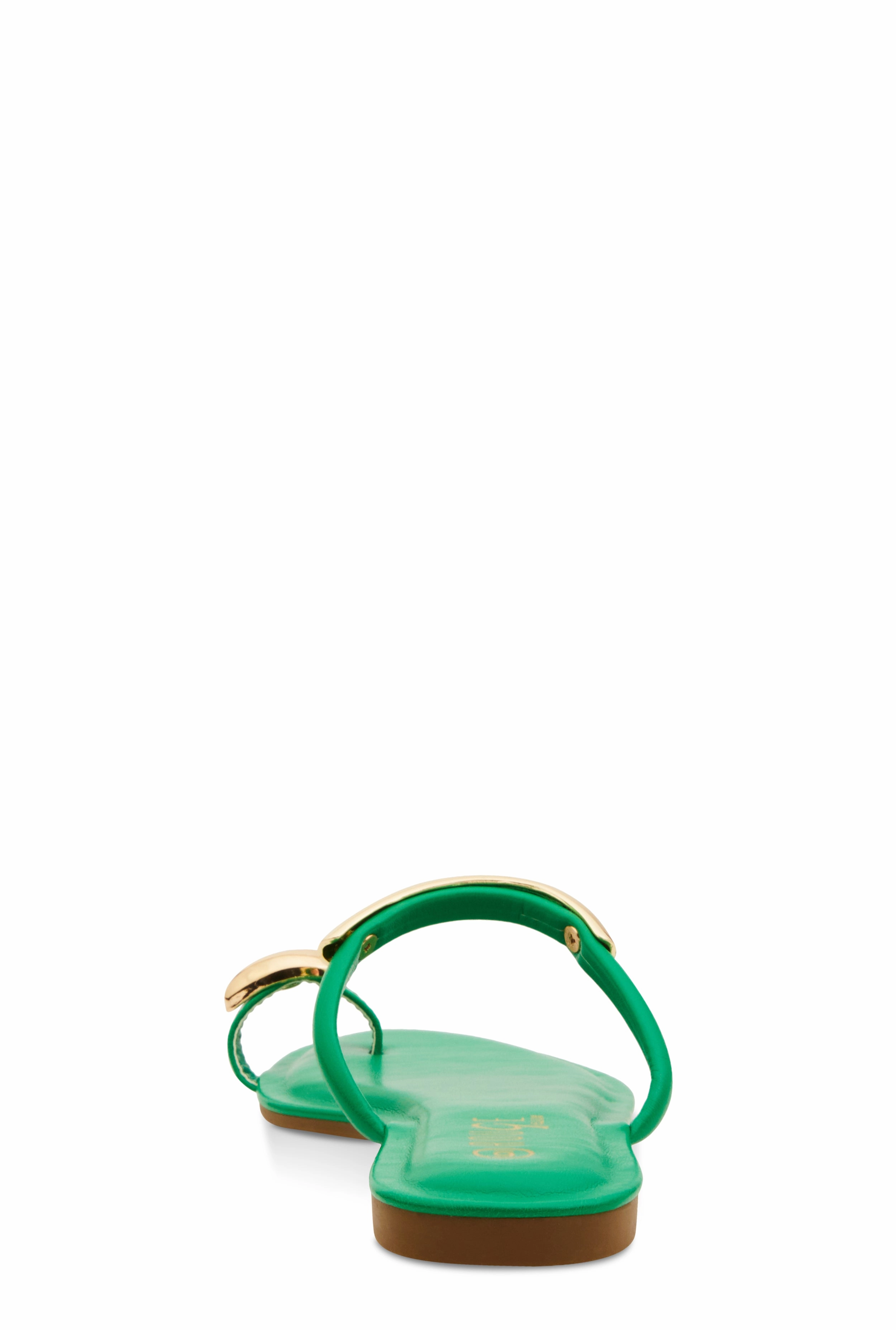 Metallic Detail Toe Loop Slide Sandals