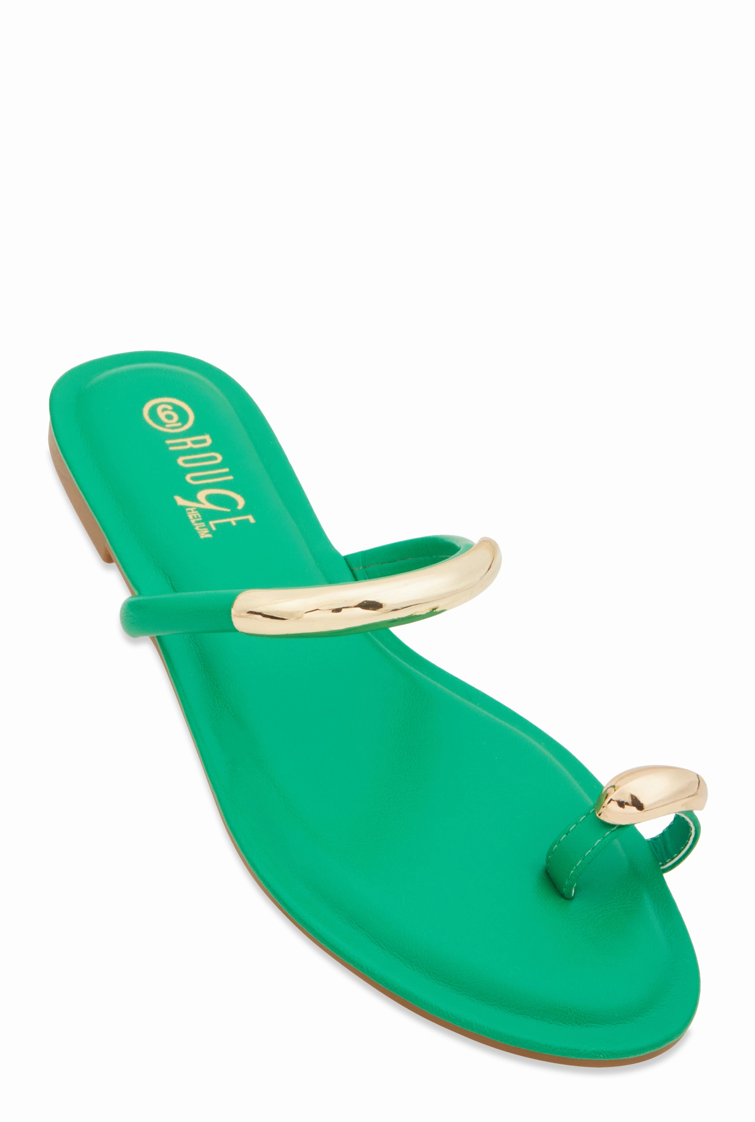 Metallic Detail Toe Loop Slide Sandals