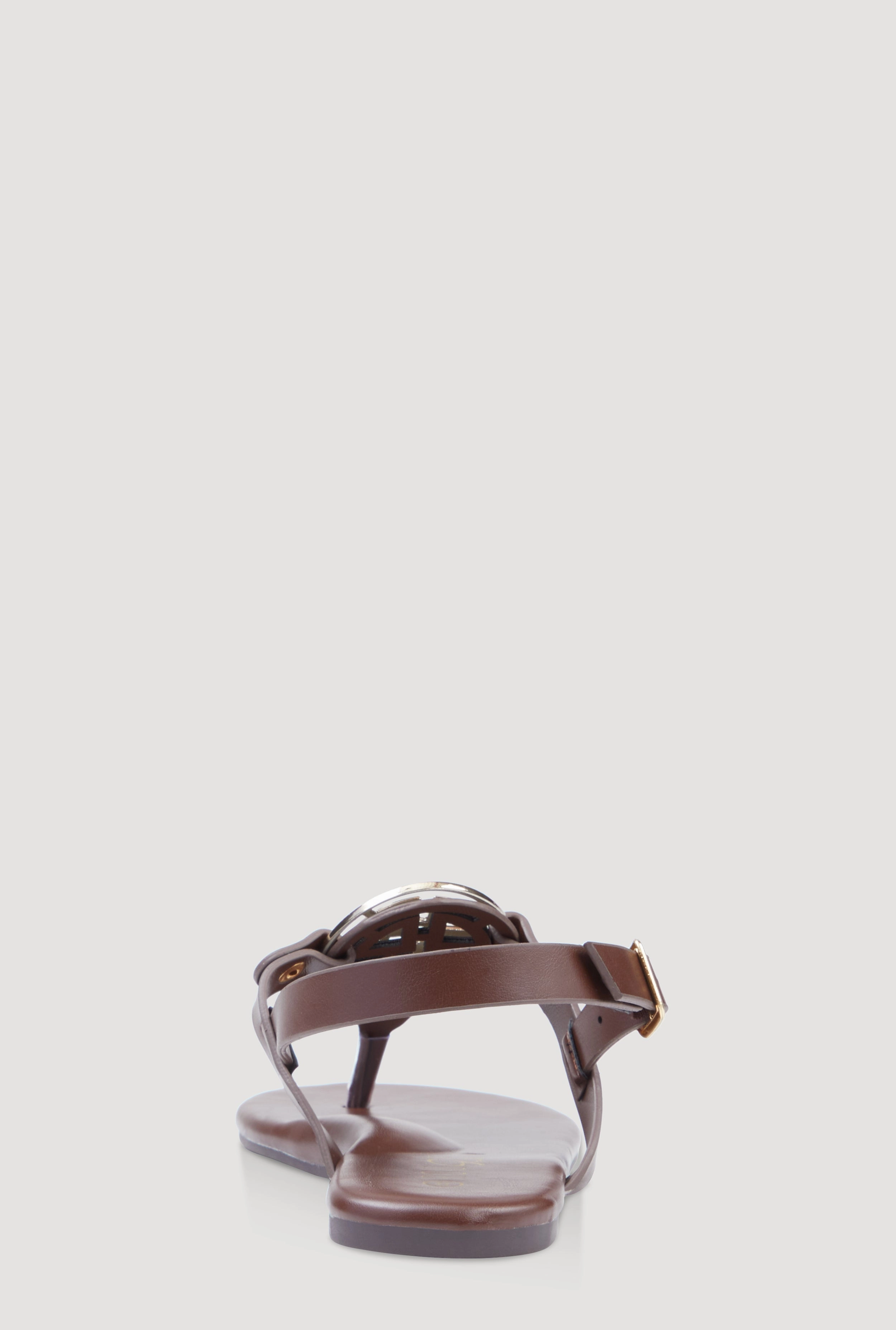 Metallic Geometric Pendant Thong Sandals