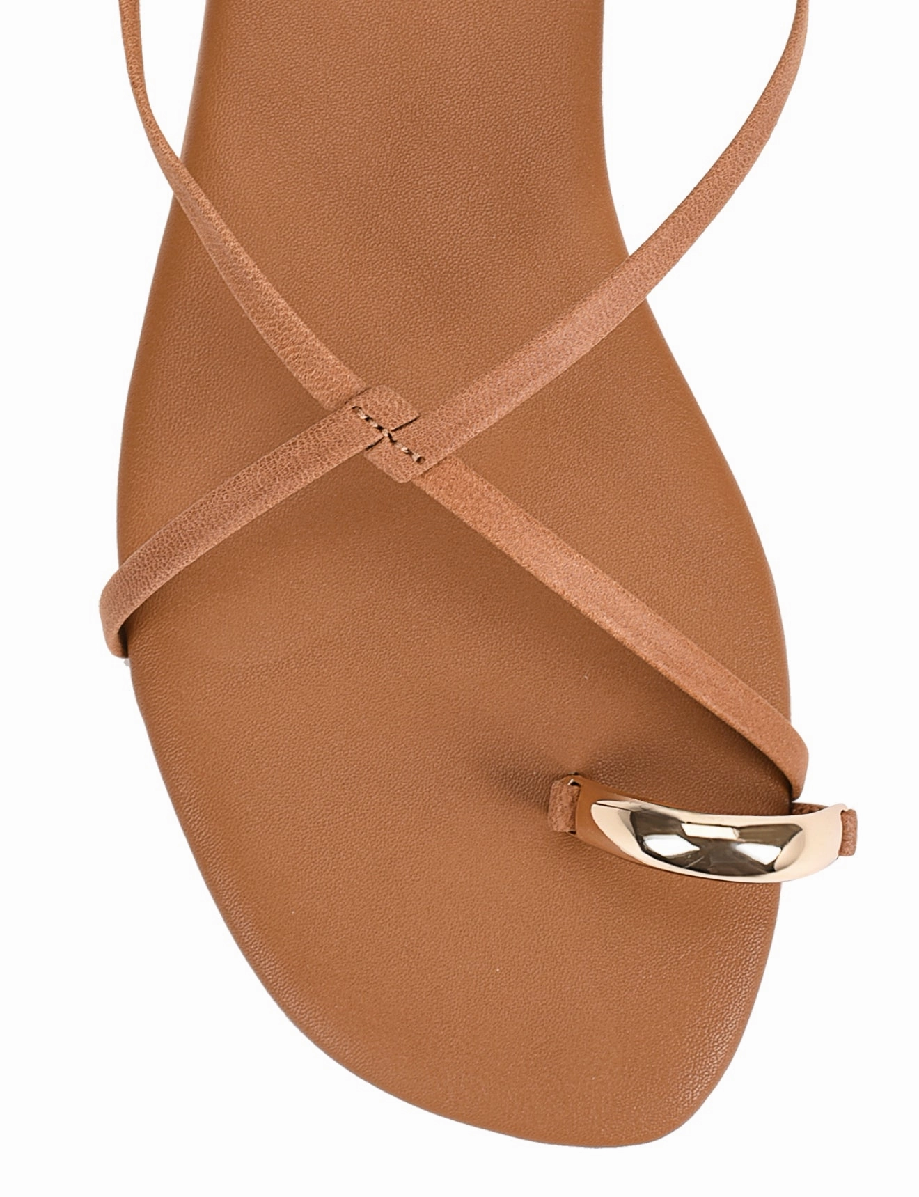 Mikki Flat Strappy Sandals - Tan Leather