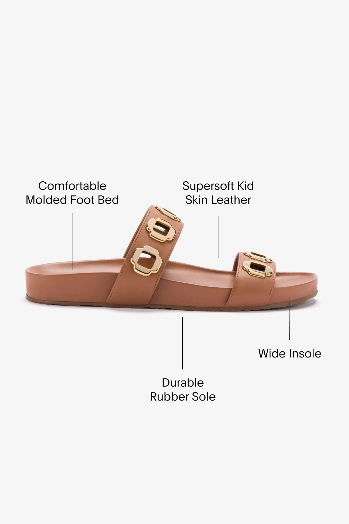 Milan Slide In Caramel Leather