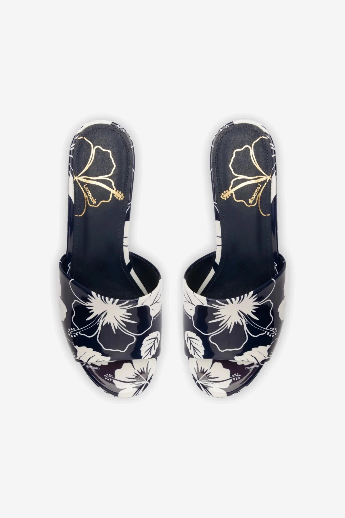 Miso Platform Sandal In Navy Printed Leather