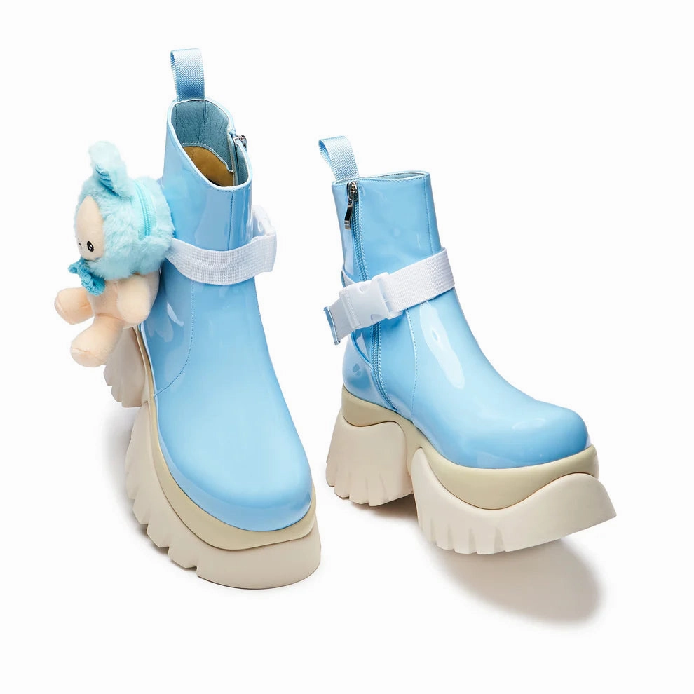 My Blue Melody Vilun Platform Boots-Size 7-Clearance