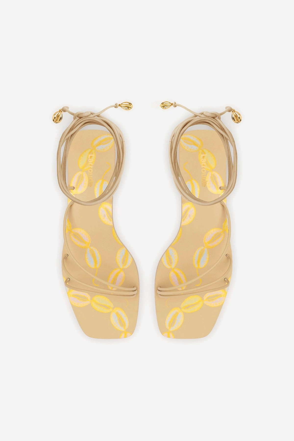 Nadia Flat Sandal In Beige Leather