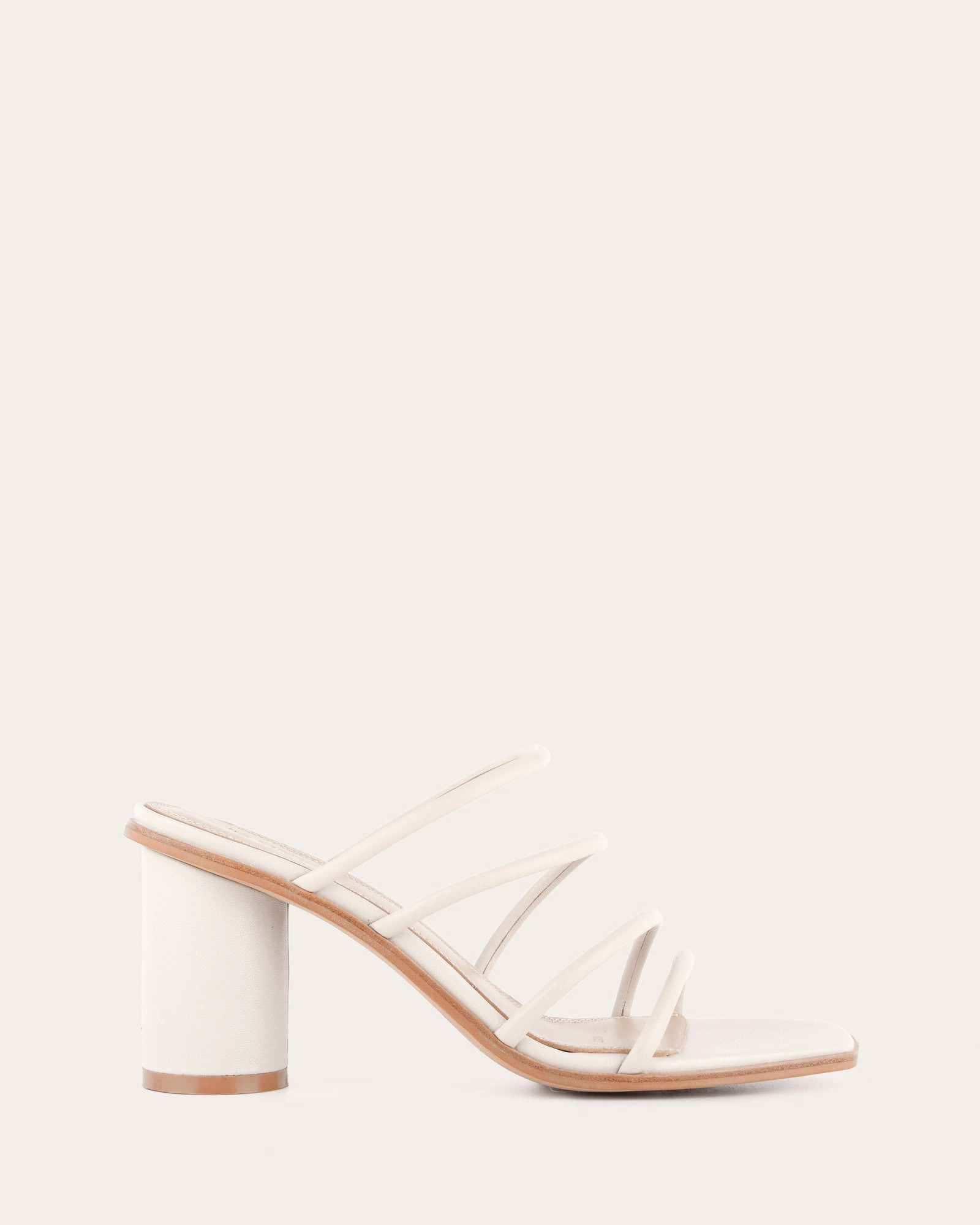 NAOMI MID HEEL SANDALS OFF WHITE LEATHER