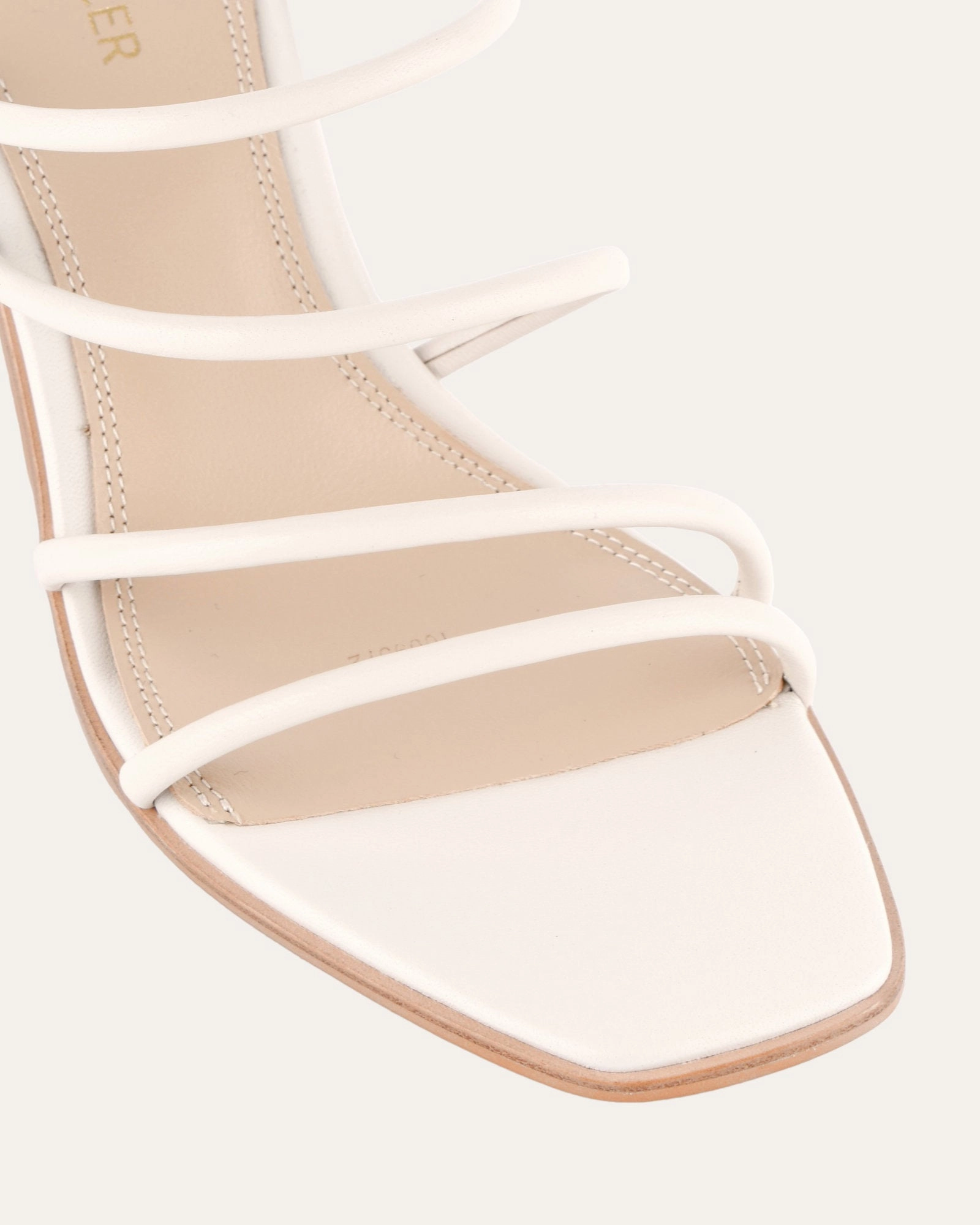 NAOMI MID HEEL SANDALS OFF WHITE LEATHER