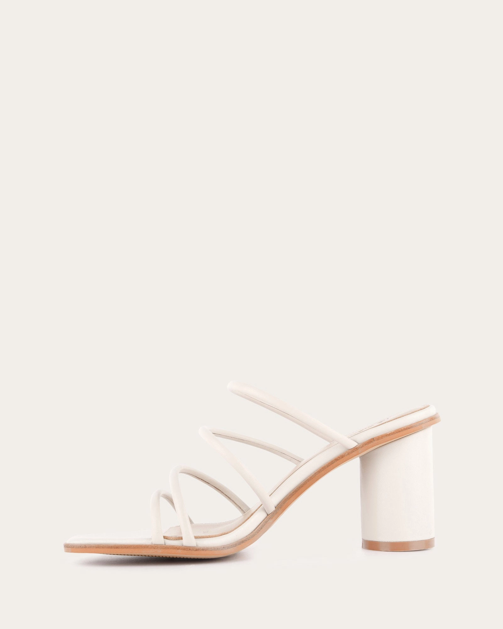 NAOMI MID HEEL SANDALS OFF WHITE LEATHER