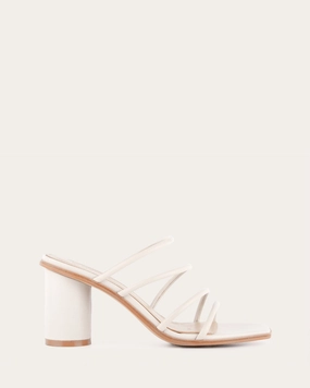 NAOMI MID HEEL SANDALS OFF WHITE LEATHER