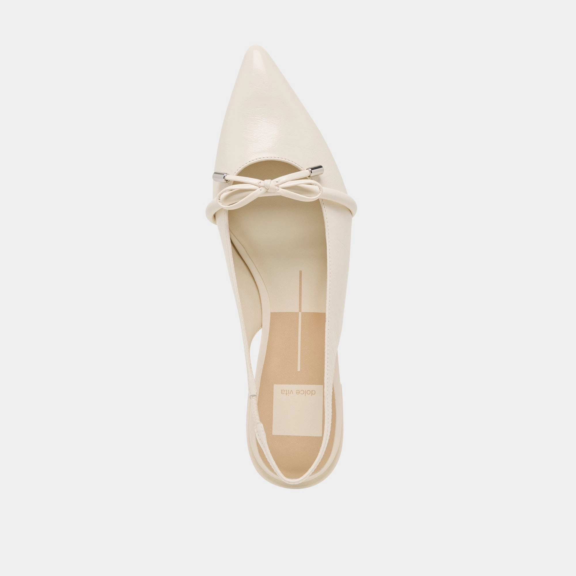 PAYGE FLATS OFF WHITE CRINKLE PATENT