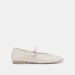 ROSLYN WOVEN BALLET FLATS TRUE WHITE WOVEN LEATHER