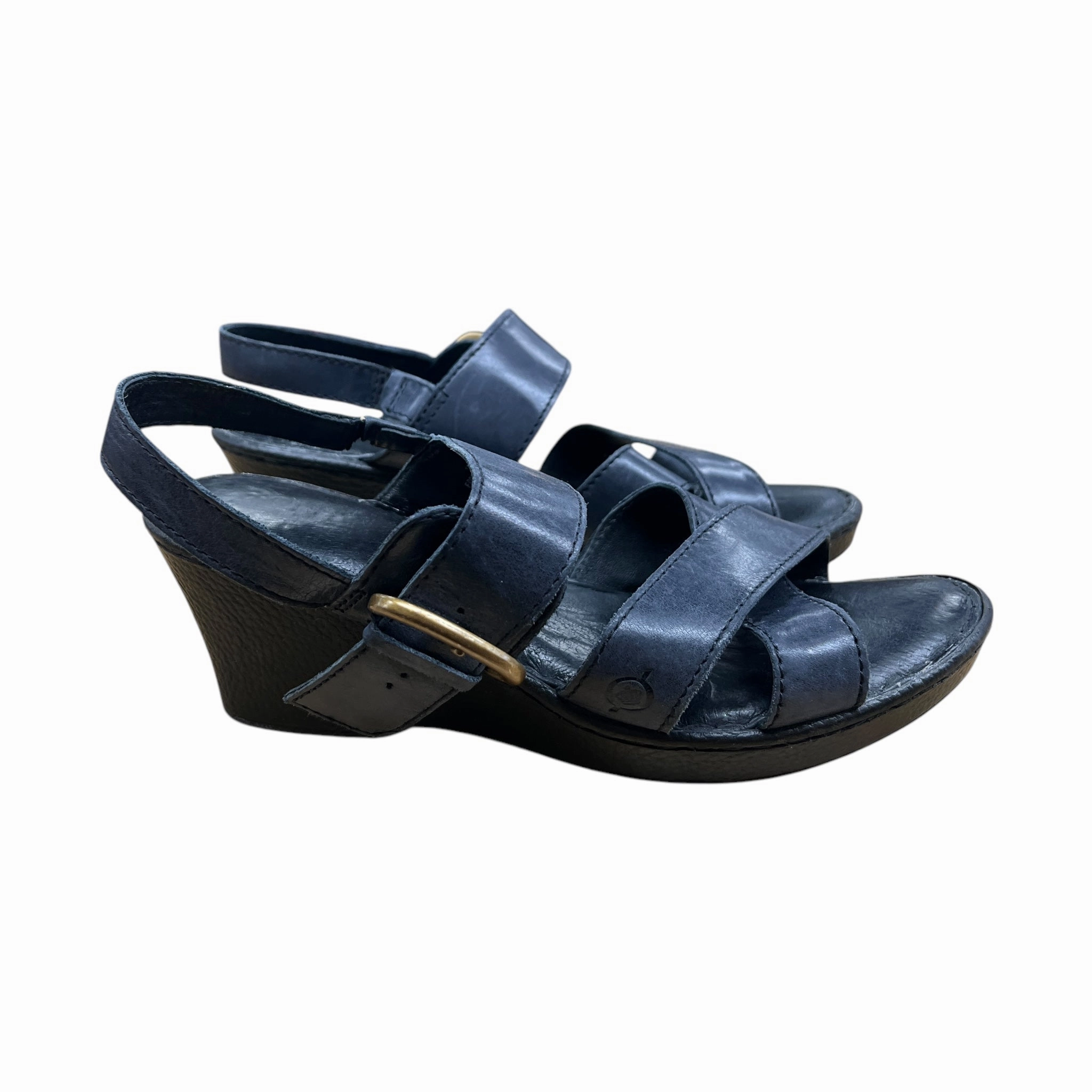 Sandals Heels Wedge By Born In Navy, Size:10