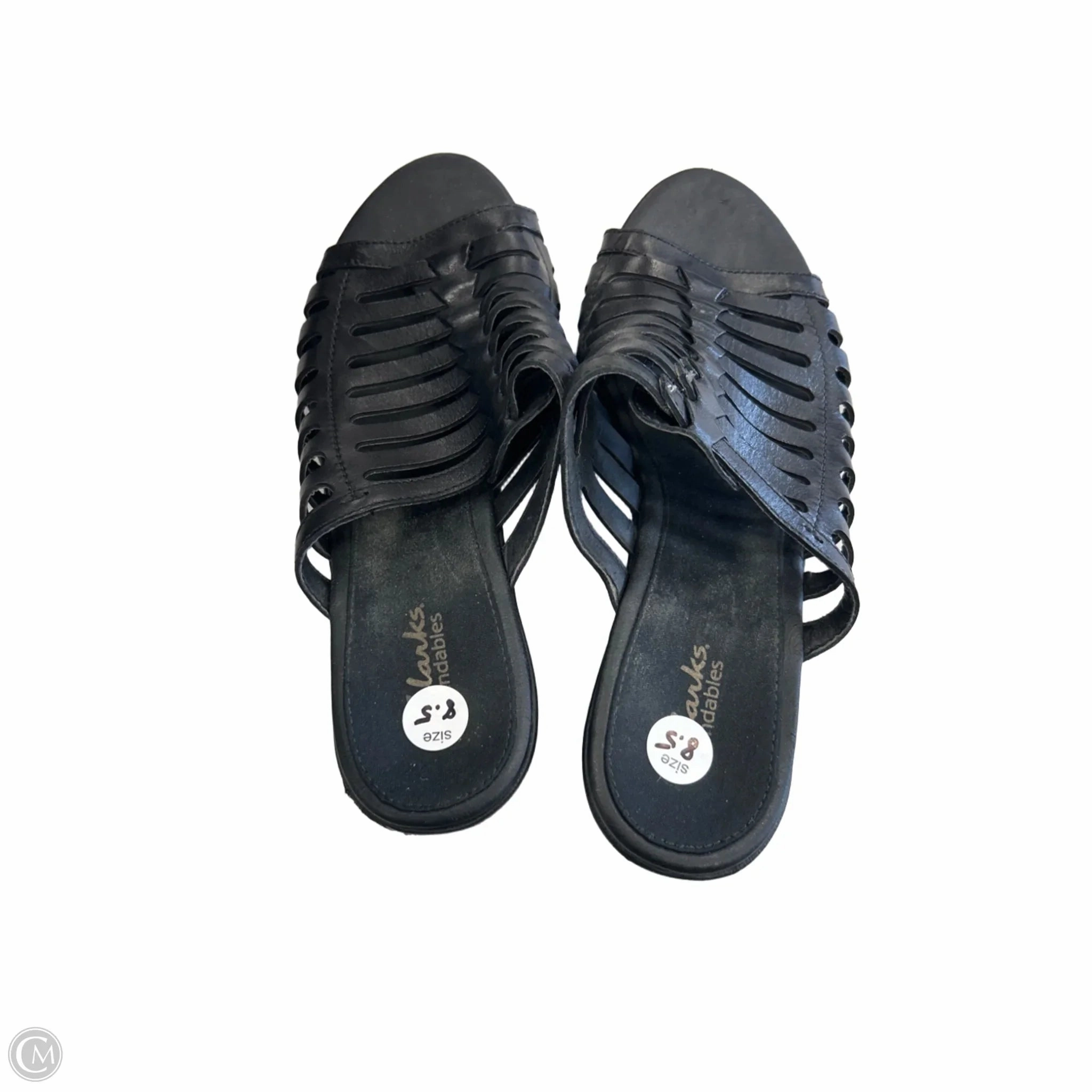 Sandals Heels Wedge By Clarks In Black, Size: 8.5