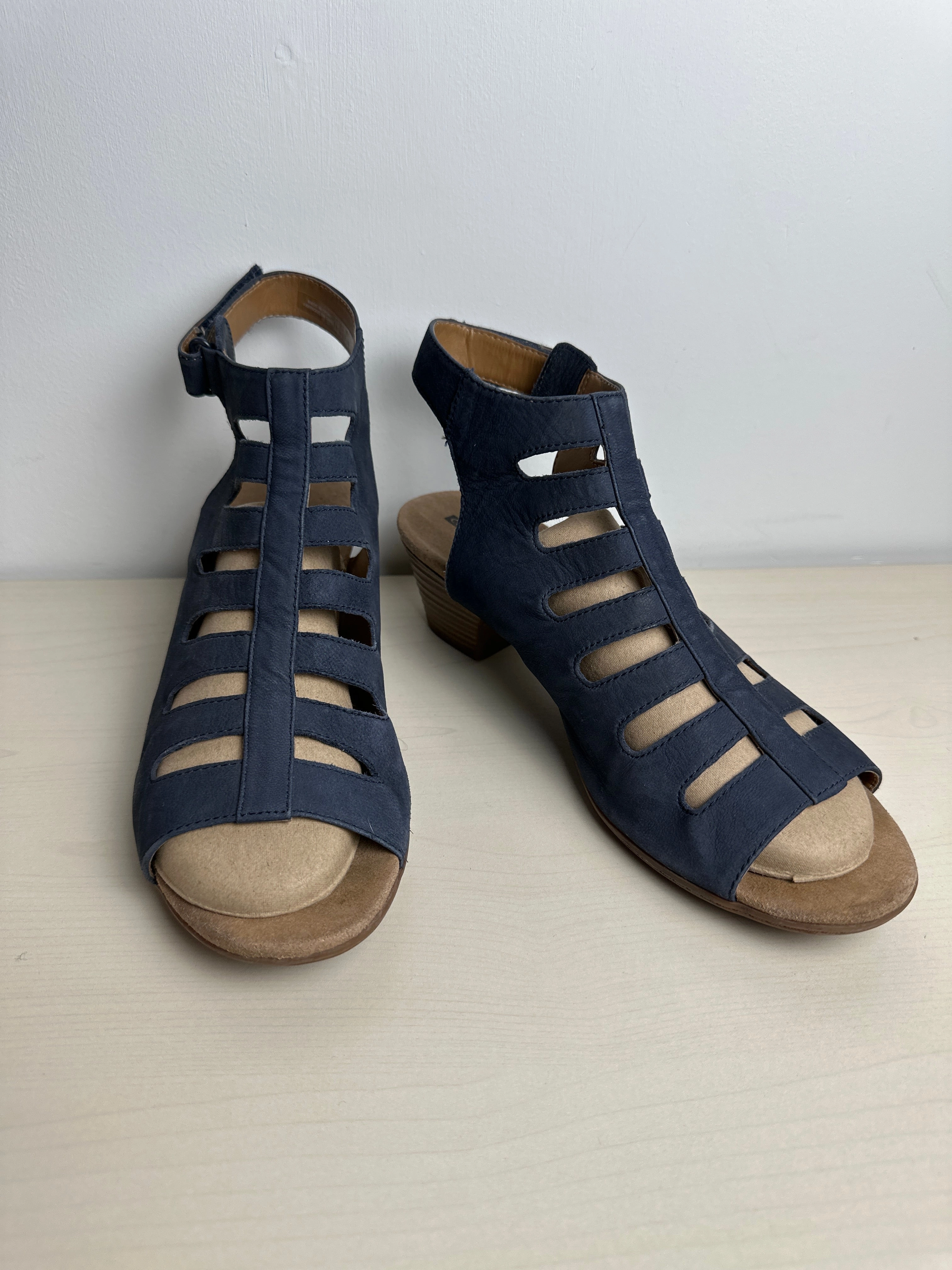 Sandals Heels Wedge By Clarks In Blue, Size: 11