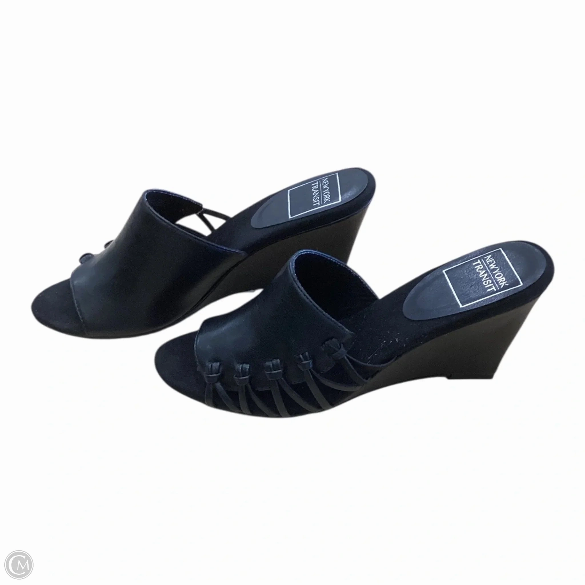 Sandals Heels Wedge By Clothes Mentor In Black, Size: 8.5