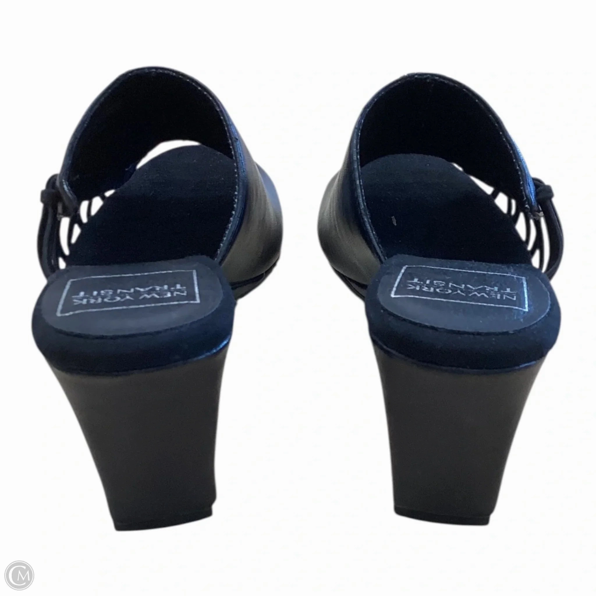 Sandals Heels Wedge By Clothes Mentor In Black, Size: 8.5