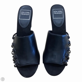 Sandals Heels Wedge By Clothes Mentor In Black, Size: 8.5