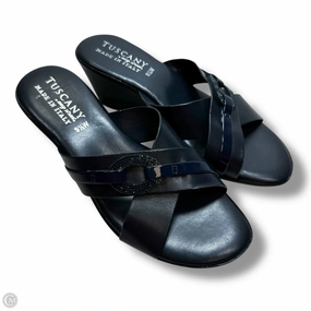 Sandals Heels Wedge By Easy Street In Navy, Size: 9.5
