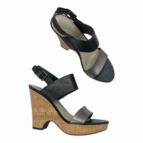 Sandals Heels Wedge By Franco Sarto In Black, Size:8.5