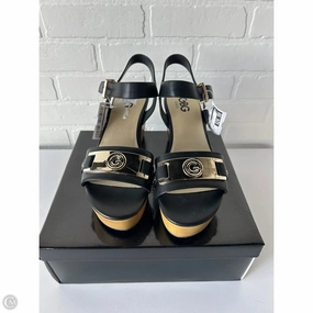 Sandals Heels Wedge By G By Guess In Black & Tan, Size: 9