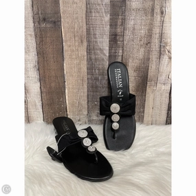 Sandals Heels Wedge By Italian Shoemakers In Black, Size: 11