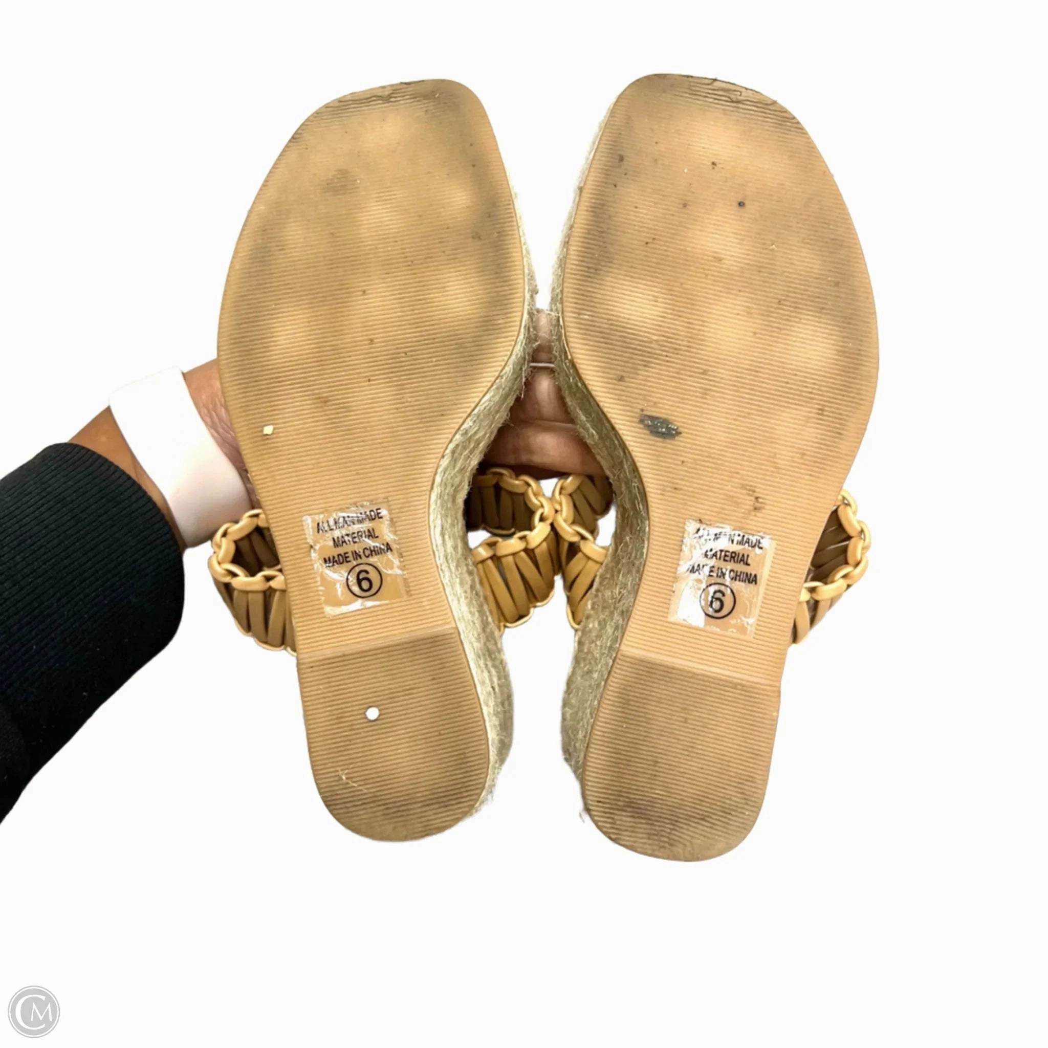 Sandals Heels Wedge By Pink Lily In Beige, Size: 6