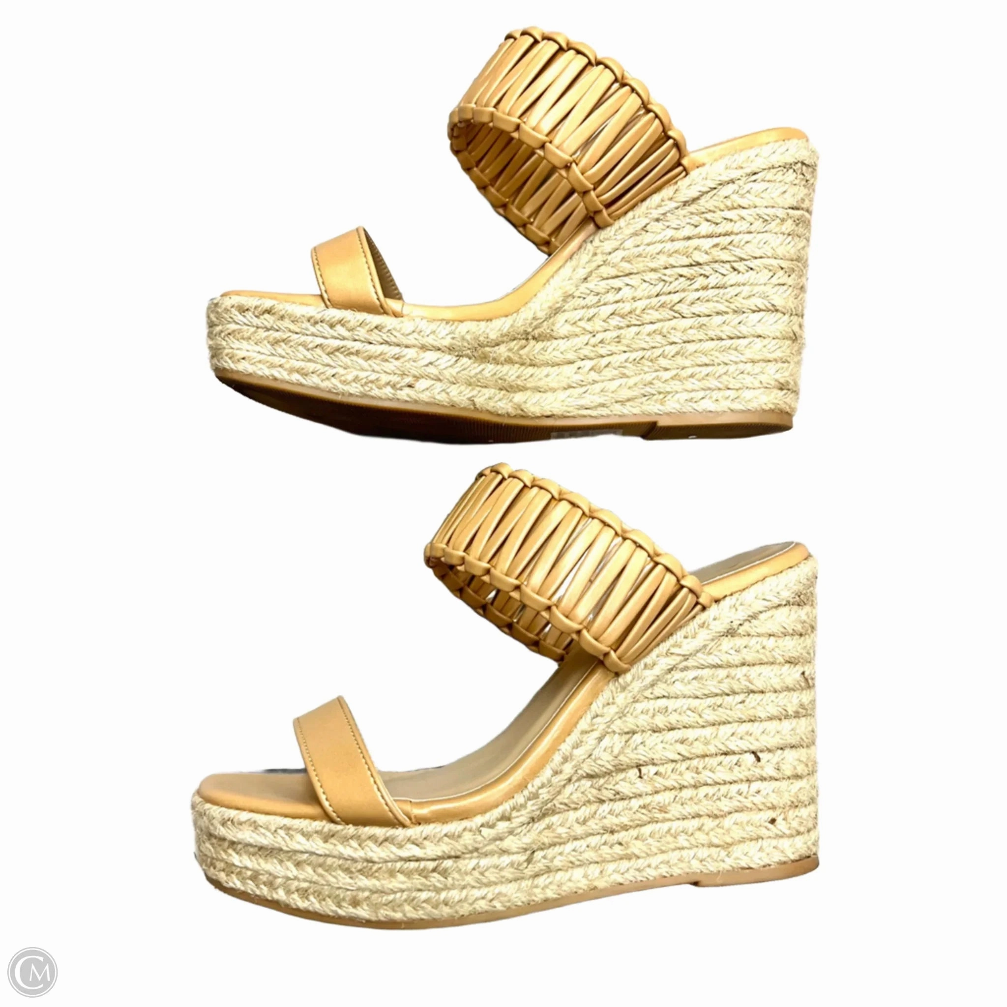 Sandals Heels Wedge By Pink Lily In Beige, Size: 6
