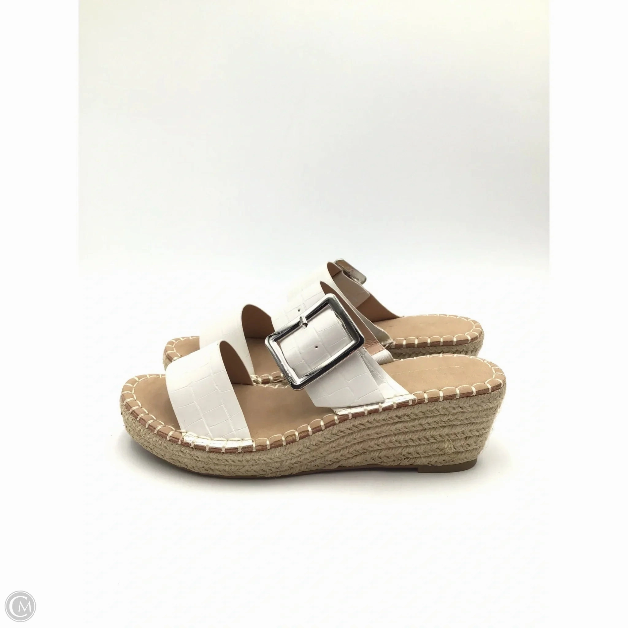 Sandals Heels Wedge By Vintage Havana In Tan & White, Size: 10