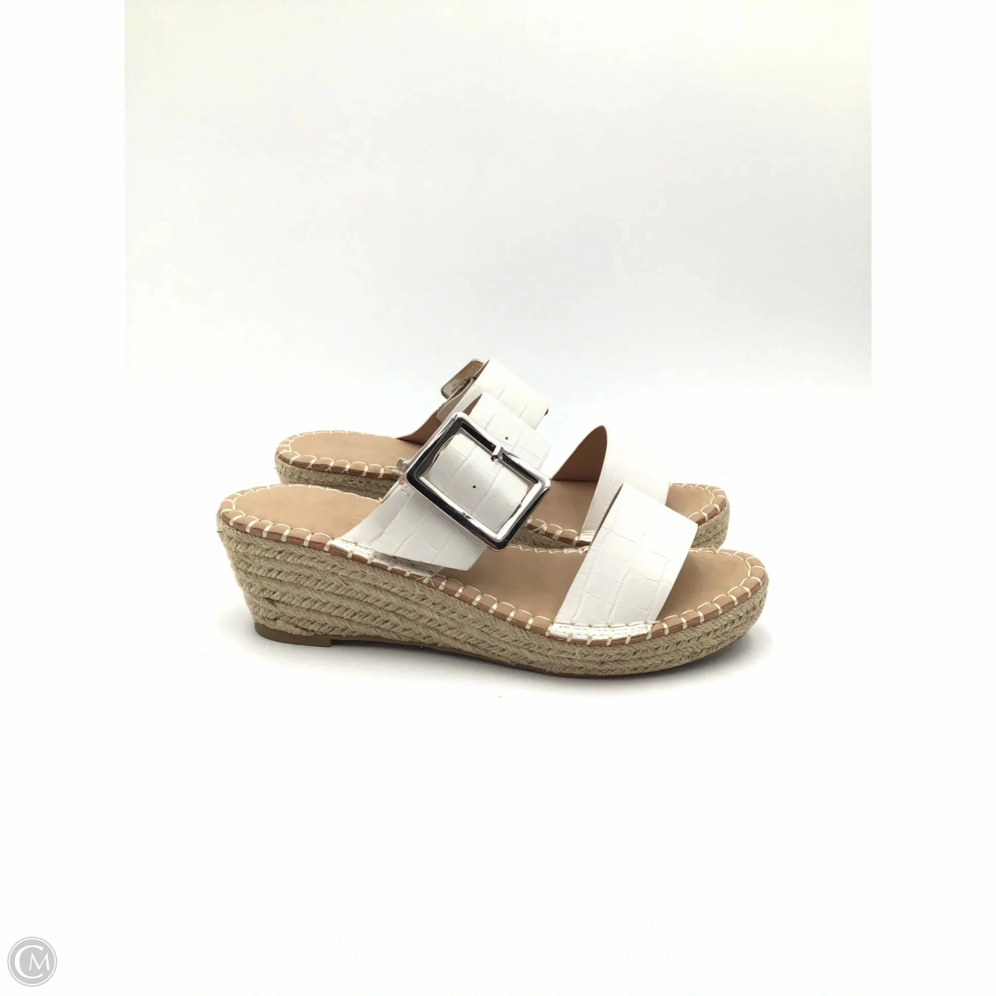 Sandals Heels Wedge By Vintage Havana In Tan & White, Size: 10